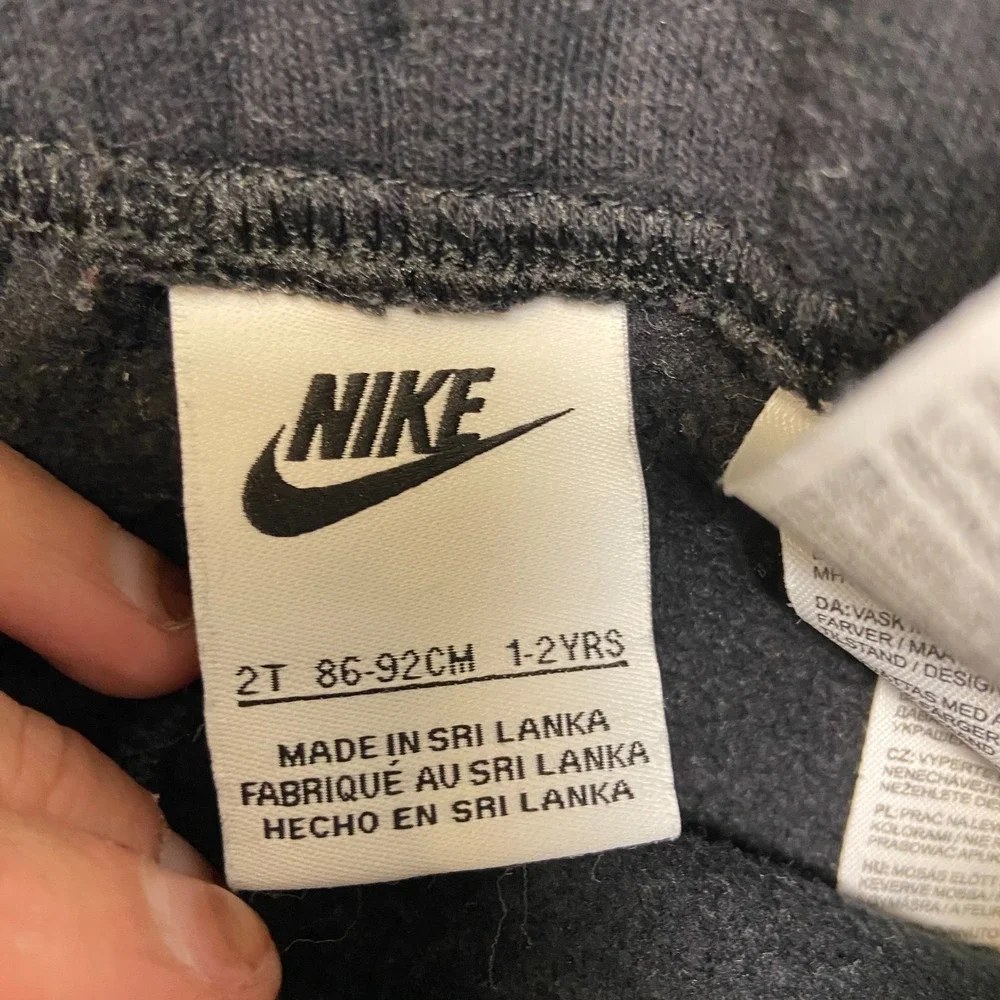 Nike Sweatpants Toddlers 2T Black Swoosh Logo Fleece Lined Elastic Waist Winter